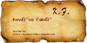 Kovács Fabó névjegykártya